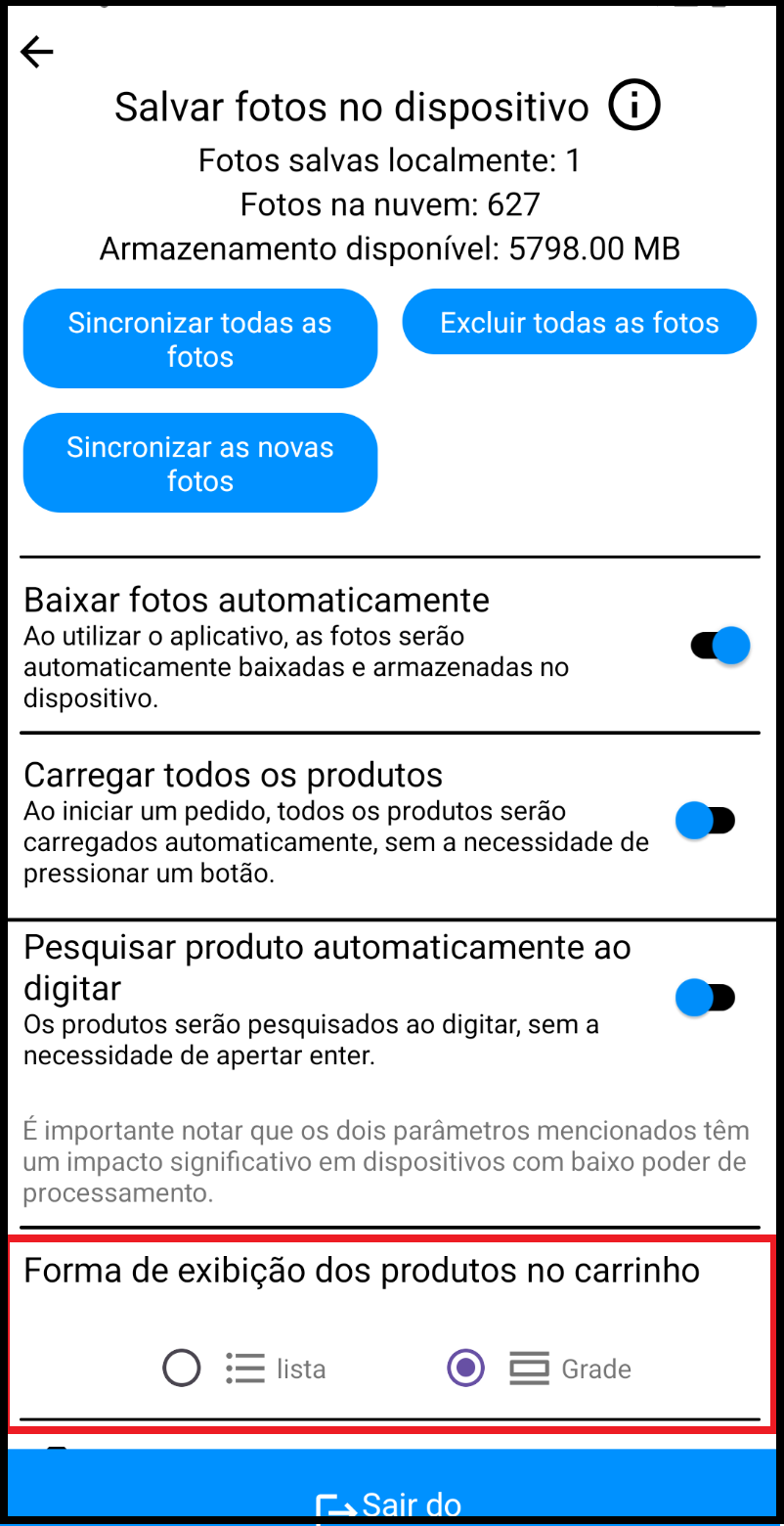 Novo layout de visualização de produtos no APP